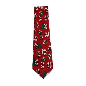 VTG Santa Print Neck Tie 100% Silk Christmas Fun Novelty Tie USA‎ by John Henry